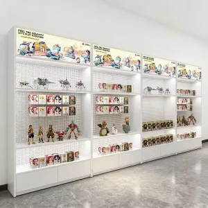 LuxuryBespokeWholeShopCustomMultiLayerLEDLightedLockableAntiDustSmoothSurfaceModernDesignToyStoreDisplayCabinetShelf