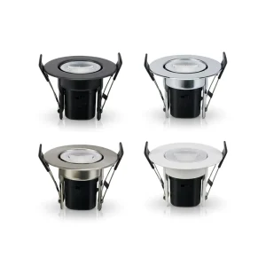 MODERN ADJUSTABLE LED FIRE RATED ALUMINUM DOWNLIGHT with IP44 HOTEL APPLICATION and CHANGEABLE BEZELS