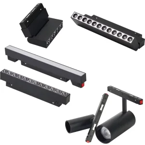 Magnetic Floodlight Track Rail Lighting System LED Adjustable Rail Floodlight for Wall Ceiling Commercial Track Floodlight