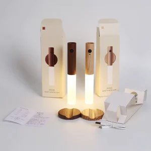 Magnetic Wooden Wall Lamp Motion Sensor USB Rechargeable Stairway Light