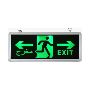 Maintained LED Exit Sign With Running Man Fire Safety Led Emergency Light Aluminium Frame + Glass 1.5 Hours Emergency Time