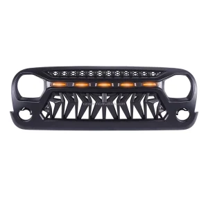 Manufactory Oem Odm Customised Black Front Grille With Amber Light for Jeep Wrangler JK Upgrade