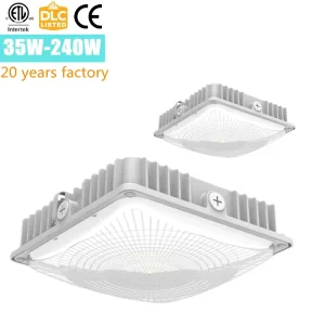 Manufacturer Exterior Wet Location 40W 60W 80W LED Canopy Fitting CCT Selectable High Lumen Gas Station Canopy LED Light