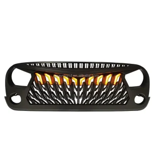Manufacturer OEM Custom Matte Black Car Front Grille with Light for Jeep Wrangler JK 07 18