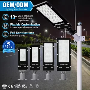 Manufacturers High Lumen Parking Lot Lamp 50w 100w 150w 200w Waterproof IP66 Outdoor Adjustable Arm LED Street Light