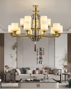 Marble Chandelier Gold Multi Layer Pendant Light for Living Room Staircase Hotel