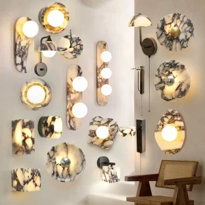 Marble Onyx Travertine Irregular Blob Sconce Lamp Interior Decoration LED Living Room Alabaster Hotel Wall Lamp for Home Decor