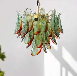 Marielle Murano pendant light hand blown Italian glass petals charming amber flower pendant light