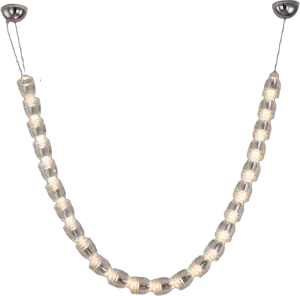 Masterful Reed Glass Garland Pendant Chrome Draped Warm Glow Custom Segments Adjustable Project Grade Stately Noble Piece Lamp