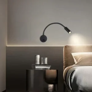 Matte Black Gooseneck Hotel Wall Light Bespoke Flexible Reading Warm LED Spotlight Pool Contemporary Stately Noble Lamp