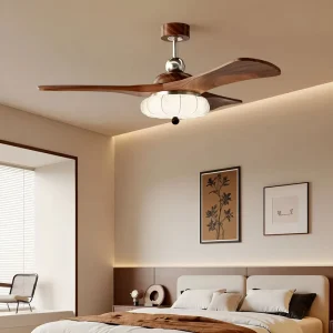 Mid-Century Minimalist LED Ceiling Fan Iron Construction DC Motor Remote Control Quiet Operation (29 DB) Home Office Use