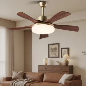 Mid-Century Modern Antique Bronze Ceiling Fan with Light 40/46/56 Inches Full Spectrum LED Retro Style