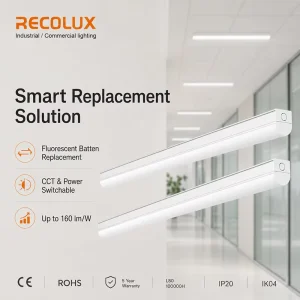 Milky Diffuser LED Batten Light with Aluminum Housing Linear Ceiling or Wall Mounted Luminaire for Office