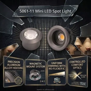 Mini Cabinet Spotlight With 25 Degree Beam Angle Magnetic LED Light for Display Furniture Lighting 5061-41