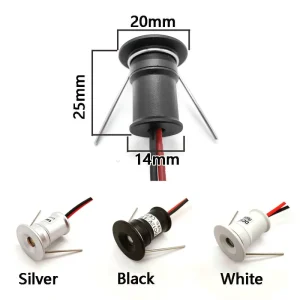 Mini LED Spotlight 1W DC3V 12V 24V with Black and White Body