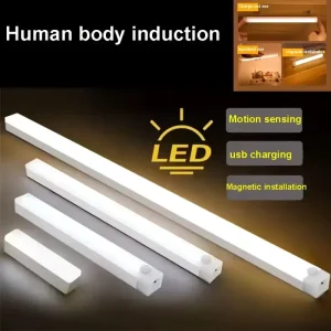 Mini Rechargeable Motion Sensor LED Under Cabinet Light with Built In Battery for Home Kitchen Hallway Stair & Closet