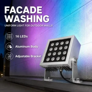 Mini Square High Bright SMD RGBW LED Flood Light 36W 48W IP66 RoHS Certified Outdoor Building Facade Spot Lamp with Reflector
