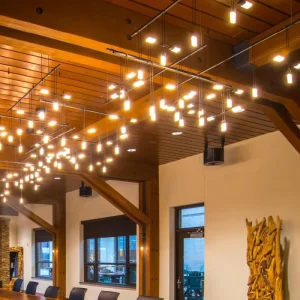 Minimalist Architectural Pendant Light Custom LED Hanging Lighting for Hotel Restaurant Reception Commercial Project