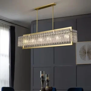 Minimalist Glass Chandelier Copper Crystal Living Room Pendant Light for Home