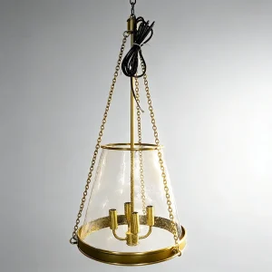 Minimalist Hanging Lamp Glass Base Modern Brass LED Chandelier