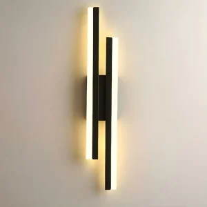 Minimalist LED Long Wall Light Modern Indoor Black Wall Lamps Glass Shade Warm White for Living Room Aisle Decoration Lighting