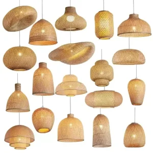 Minimalist LED Wooden Light Restaurant Living Room Rattan Art Chandelier Bamboo Pendant Light