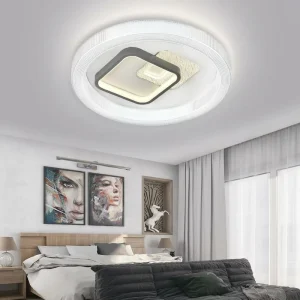 Minimalist Layered Square LED Ceiling Lamp Dimmable Geometric Lighting Fixture for Contemporary Study Room Office Decor
