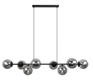 Minimalist Linear Molecular Pendant Light Modern Smoky Grey Glass Ball Hanging Chandelier for Home Office Cafe Lighting Fixture