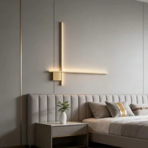 Minimalist Modern Bronze Iron Aluminum LED Long Wall Lamp Gold Shade Living Room Bedroom Home Office Indoor Decor Wall