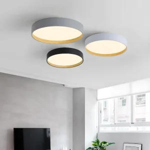 Minimalist Modern Non Flickering Surface Mounted Round Iron LED Ceiling Light for Living Room Home Office Villa Hotel