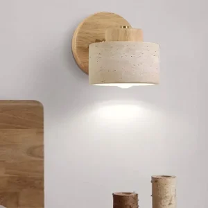 Minimalist Modern Travertine Sconce Living Room Bedroom Hallway Staircase Natural Yellow Stone Atmosphere LED Wall Lamp