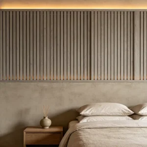 Minimalist Narrow Vertical Wood Grille Light Strip for Home Bedroom Living Room Wall Partition