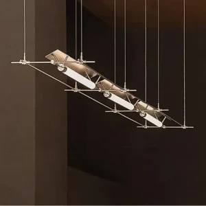 Minimalist Office Industrial Style Chandelier for Dining Table Bar Home Decorative Long Strip Linear Pendant Light