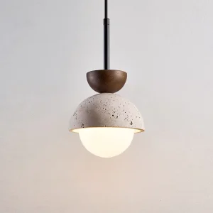 Minimalist Retro LED Chandelier with Yellow Stone Semi-Circular Small Pendant Lamp for Villa Kitchen Island Dining Table Decor