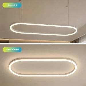 Minimalist Seamless LED Linear Pendant Light Black White Housing Project Office Ceiling Light