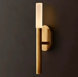 Minimalist Solid Brass Wall Sconce With Cylinder Glass Wall Lamp for Villa Corridor Bedroom Hotel Interior Decor Lighting