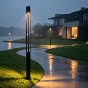 Minimalist Square Garden LED Light Custom Laser Engraved Pattern Aluminum Landscape Lighting