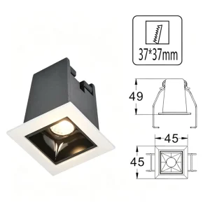 Minimalist Square Recessed Grille Light Anti Glare Fixture for Living Room Hallway Commercial Illumination