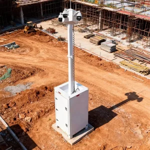 Mobile CCTV Tower with Telescopic Mast Autonomous Surveillance Unit for Construction Site