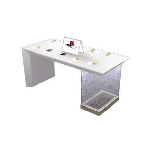 Mobile Phone Store Interior Design Retail Furniture for Display MDF Material LED Lit Customizable Display Table Counter