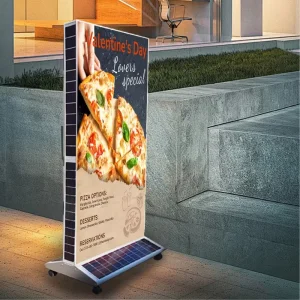 Mobile Smart Aluminum Solar Light Box Decorative Hanging Outdoor Vertical Display Sign