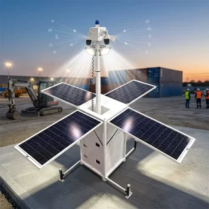 Mobile Solar Power Trailer for Camera Industrial Solar Tower CCTV Surveillance Trailer
