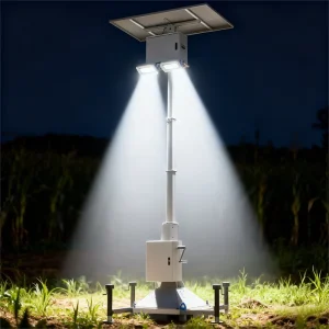 Mobile Solar Street Light Hand Lift Tower MPPT 360 Rotatable Photovoltaic Light IP65 Waterproof 1.5-4m Mast Height for Farm