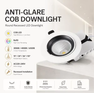 Modern 12W 24W 35W Recessed Grille Spotlight High CRI 90 Driver Anti Glare Deep Reflector Aluminum Ceiling Hotel