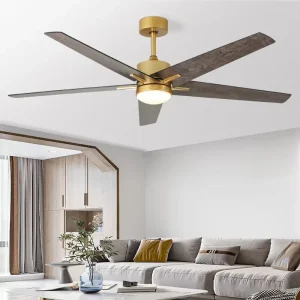Modern 220V Indoor LED Ceiling Fan Light Mute Design DC Motor Remote Control Decorative Copper Living Room Home Project