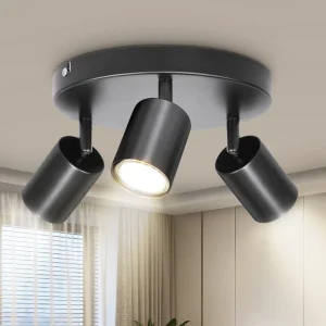 Modern 3-Way Iron LED Spot Light GU10 Base Surface Mounted Rotatable Ceiling Adjustable Height 3000K-6000K CCT Indoor Commercial