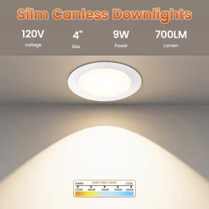 Modern 4 Inch LED Recessed Lighting Energy Star Ceiling Spotlights Dimmable 5CCT Ultra Slim Panel Downlights ETL Certified