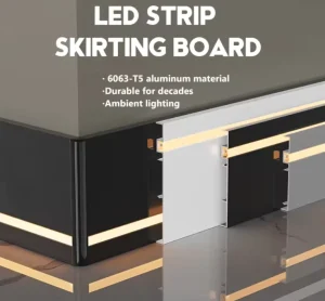 Modern 6063 Aluminum LED Skirting Board Profile Waterproof Indirect Lighting Wall Base Trim for Hotel and Living Room Decoration