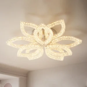 Modern AC Powered Light Luxury Flower Shape White LED Surface Mounted Ceiling Light with High Brightness for Home Bedroom