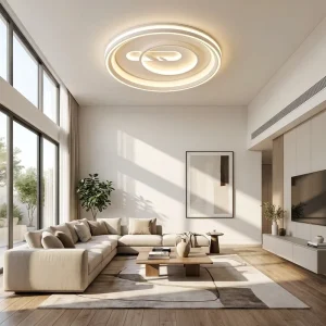 Modern Accent LED Ceiling Light Circular Lamp for Contemporary Living Room Bedroom Home Interior Decoration Lighting